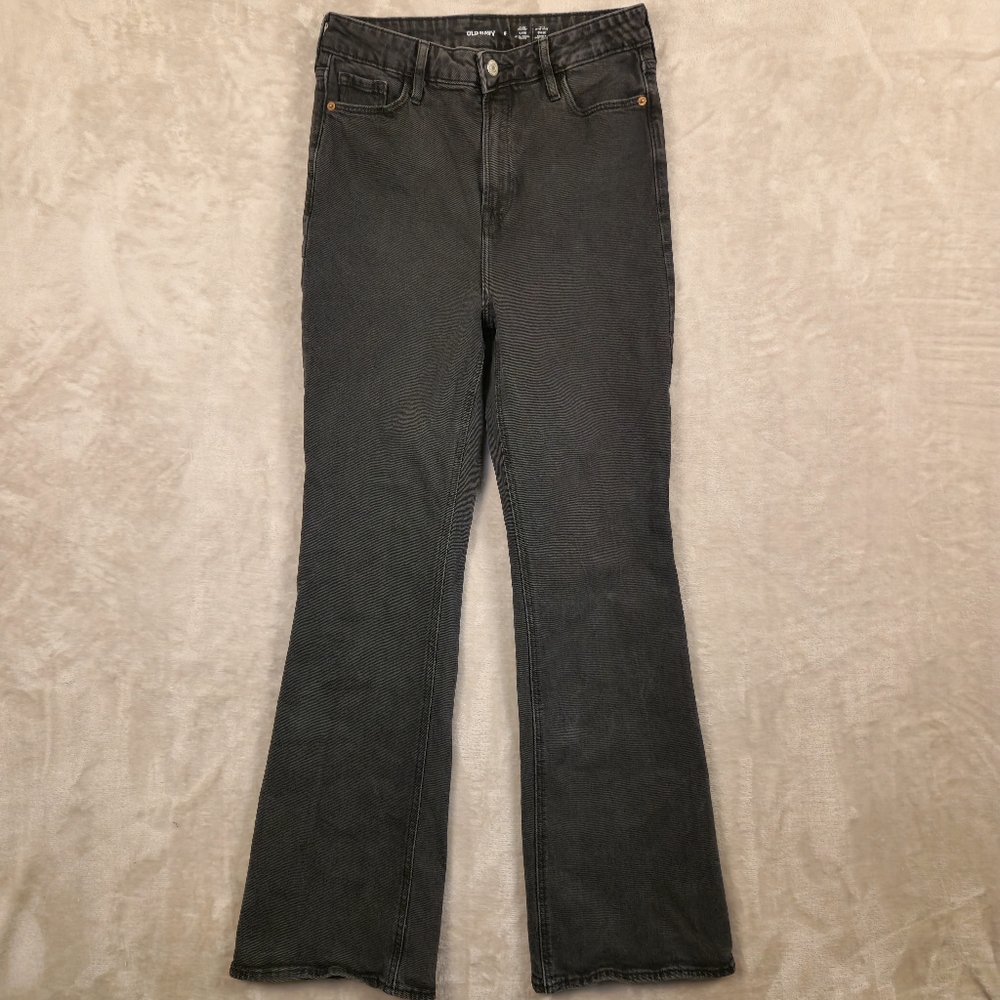 Old Navy Flare Jeans Wash Moonshade Higher High Rise Womens Size 6 Charcoal Gray